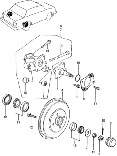 1981 Honda Civic Spindle, Rear Wheel Diagram for 52200-SA0-000