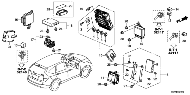 2013 Honda CR-V Box Assembly, Fuse Diagram for 38200-T0A-A02