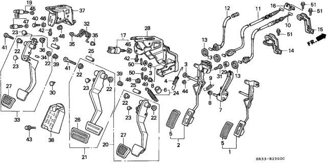 1992 Honda Civic Bracket, Footrest Diagram for 46991-SR3-000
