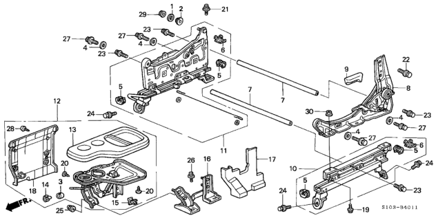 2001 Honda CR-V Adjuster, L. Reclining Diagram for 81630-S86-F01