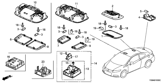 2014 Honda Civic Garnish *NH220L* Diagram for 39182-T5R-A81ZD