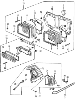 1982 Honda Accord Headlight - Front Combination Light Diagram