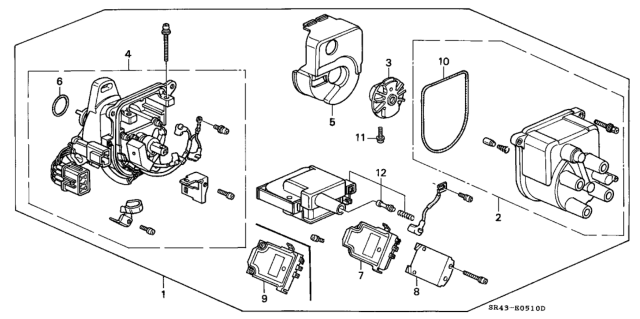 1993 Honda Civic Distributor Assembly (Td-41U) (Tec) Diagram for 30100-P06-A02