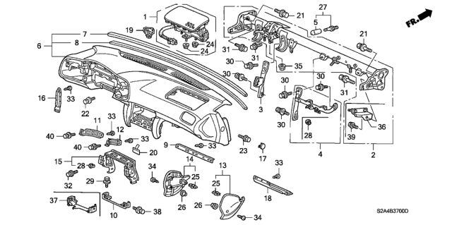 2002 Honda S2000 Panel Assy., Instrument *R145L* (NEW PURE RED) Diagram for 77100-S2A-A01ZC