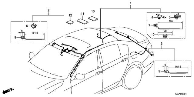 2017 Honda Accord Wire Harness, Interior Diagram for 32155-T2A-A03
