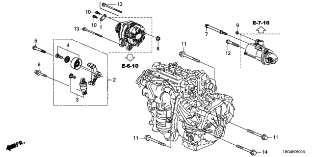 2016 Honda Civic Alternator Bracket - Tensioner Diagram