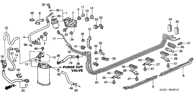2000 Honda CR-V Stay A, Fuel Pipe Diagram for 17761-S10-A00