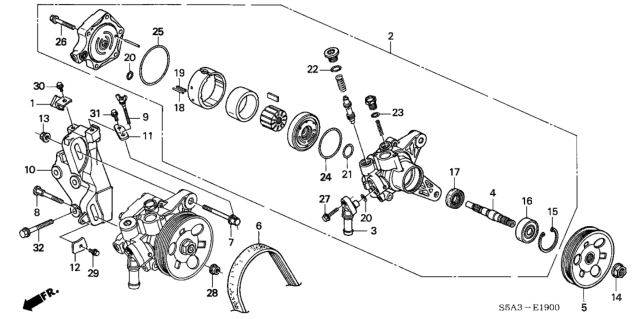 2003 Honda Civic Bracket, Power Steering Pump Diagram for 56997-PMM-A00
