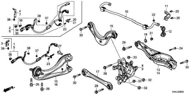 2020 Honda Civic Arm B, L. RR. (Lower) Diagram for 52355-TGG-A00