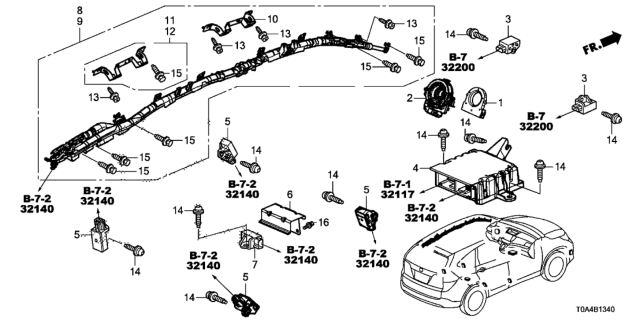 2015 Honda CR-V Sensor Assembly, Steering Diagram for 35000-T0A-003