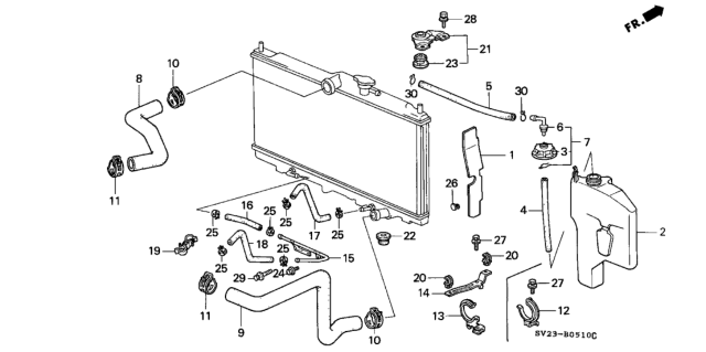 1997 Honda Accord Rubber, Radiator Mount (Lower)(AT) Diagram for 74172-SV5-A70