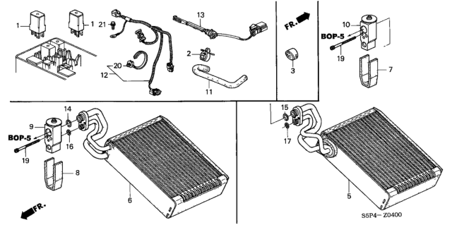 2001 Honda Civic Wire Harness, Air Conditioner Diagram for 80460-S5A-000