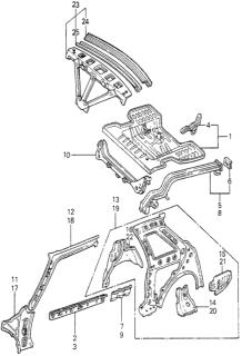 1981 Honda Prelude Body Structure Components Diagram 3