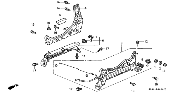 1999 Honda Civic Adjuster, R. Slide (Outer) Diagram for 81260-S04-J12
