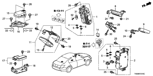 2008 Honda Accord Box Assembly, Driver Fuse Diagram for 38200-TA0-A21