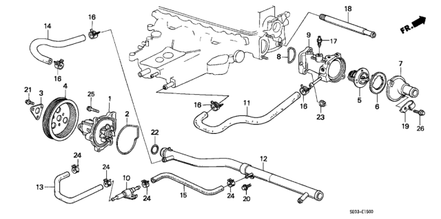1986 Honda Accord Water Pump (Carburetor) Diagram