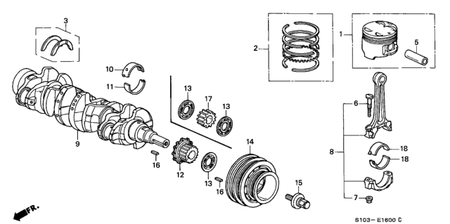 2000 Honda CR-V Crankshaft Diagram for 13310-PR4-A00