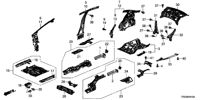 2012 Honda Civic Gusset, RR. Floor Crossmember (Upper) Diagram for 74671-TR0-A00ZZ