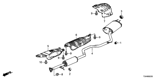 2014 Honda Accord Muffler, Exhuast Diagram for 18307-T3V-A03