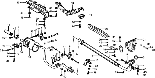 1975 Honda Civic Clamp A, Exhuast Pipe Diagram for 18213-659-010