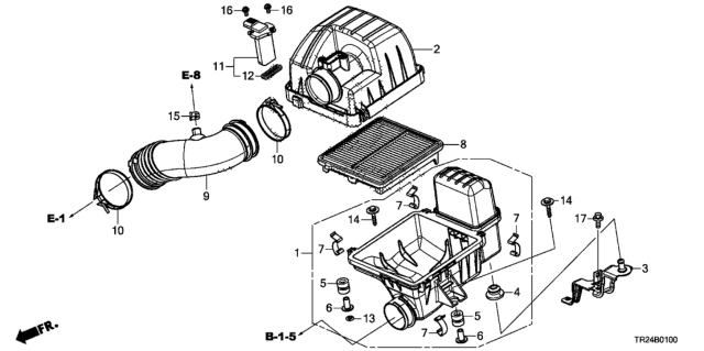 2012 Honda Civic Case Set, Air Cleaner Diagram for 17201-RW0-A01