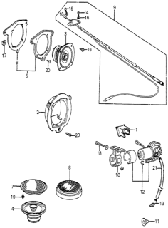 1985 Honda Accord Grille Assy., Speaker Diagram for 39125-SA5-671