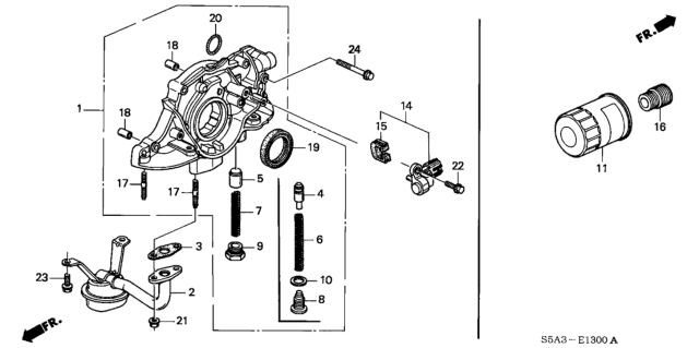 2002 Honda Civic Spring, Oil Pump Relief Valve (Aisin) Diagram for 15232-P2J-005