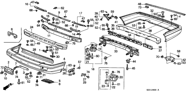 1987 Honda Accord Member, L. RR. Bumper Corner Joint (Upper) Diagram for 71543-SE0-A00