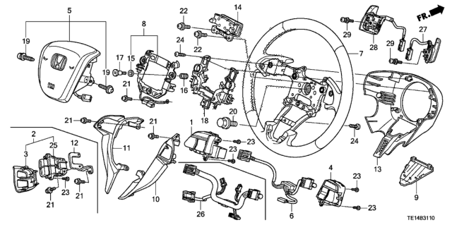 2012 Honda Accord Sub-Cord, Cable Reel Diagram for 77901-TE0-A10