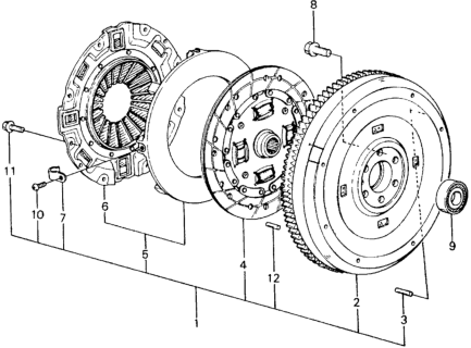 1982 Honda Civic MT Clutch - Flywheel Diagram