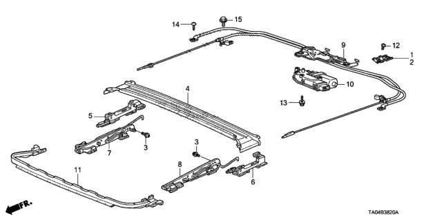 2008 Honda Accord Link, R. Sunroof Diagram for 70300-TA0-A01