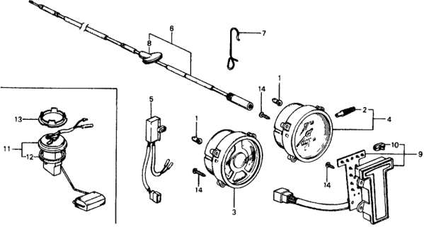 1975 Honda Civic Meters - Fuel Level Sendingunit Diagram
