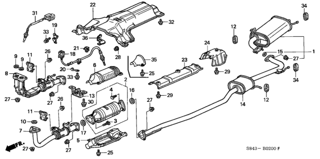 1999 Honda Accord Exhaust Pipe Diagram