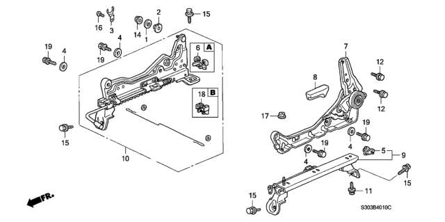 1998 Honda Prelude Front Seat Components Diagram 1