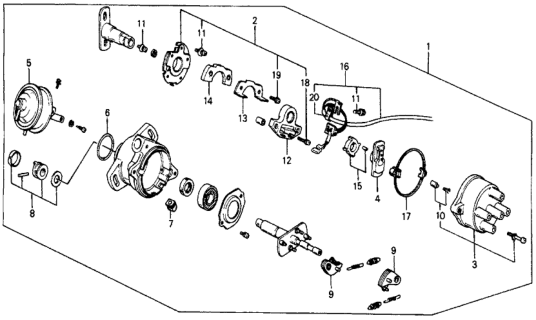 1984 Honda Civic Distributor Assembly (D4R82-30) (Hitachi) Diagram for 30100-PE1-674