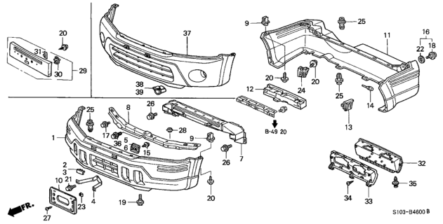 1999 Honda CR-V Bumper Diagram