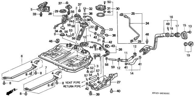 1994 Honda Accord Holder, Filler Gasket Diagram for 17659-SV4-000