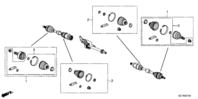 2015 Honda CR-Z Joint Set, Outboard Diagram for 44014-TF0-N30