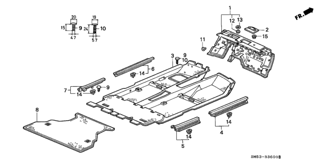 1993 Honda Accord Floor Mat Diagram