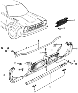 1973 Honda Civic Molding, FR. Grille (Upper) Diagram for 62320-634-020