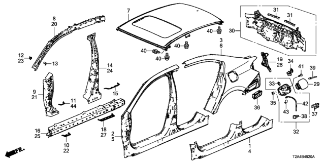 2013 Honda Accord Panel L,FR Outside Diagram for 04645-T2F-A00ZZ