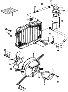 1973 Honda Civic Shroud, Cooling Fan Diagram for 19015-634-013
