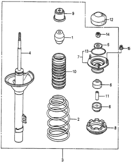 1984 Honda Accord Shock Absorber Assembly, Rear Diagram for 52610-SA5-961