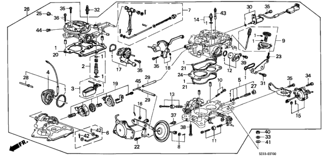 1987 Honda Accord Carburetor Assembly (Ed07F) Diagram for 16100-PH4-672