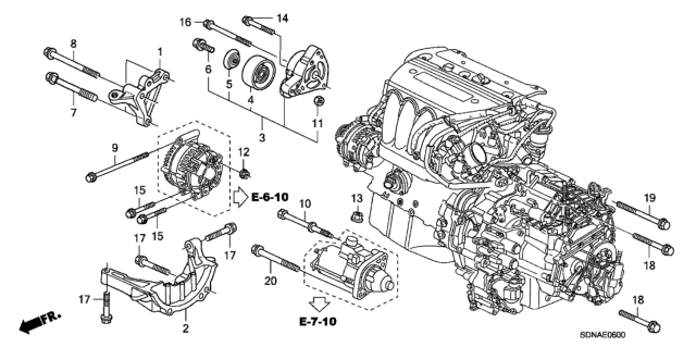 2007 Honda Accord Engine Mounting Bracket (L4) Diagram