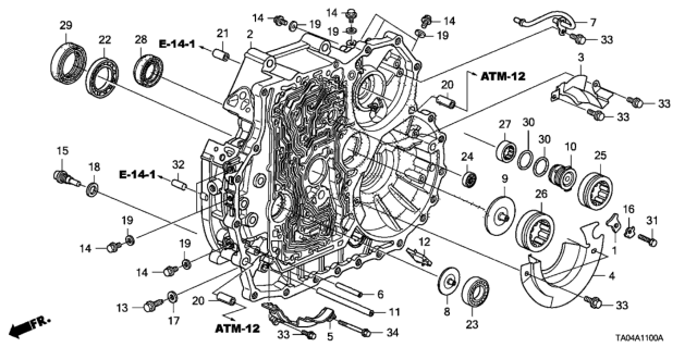 2009 Honda Accord AT Torque Converter Case (V6) Diagram
