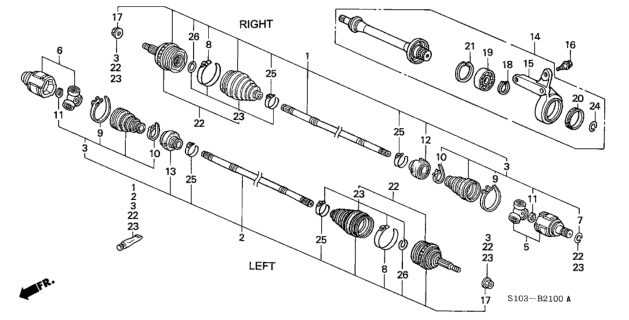 1997 Honda CR-V Damper, Dynamic Diagram for 44351-S10-A11