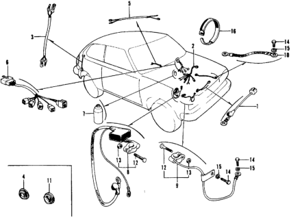 1973 Honda Civic Cable, Sub-Ground Diagram for 32610-634-000