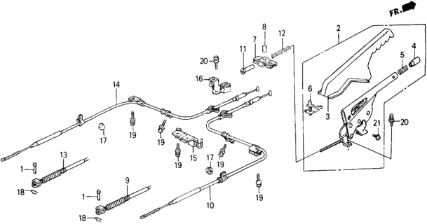 1989 Honda Accord Lever Assy., Parking Brake *YR89L* (PALMY BROWN) Diagram for 47105-SE0-A02ZF
