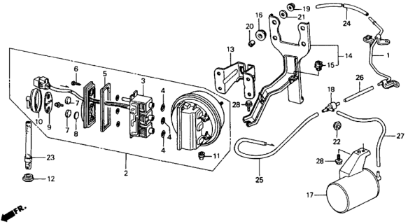1993 Honda Accord Stay, Actuator Diagram for 36613-PT3-A00